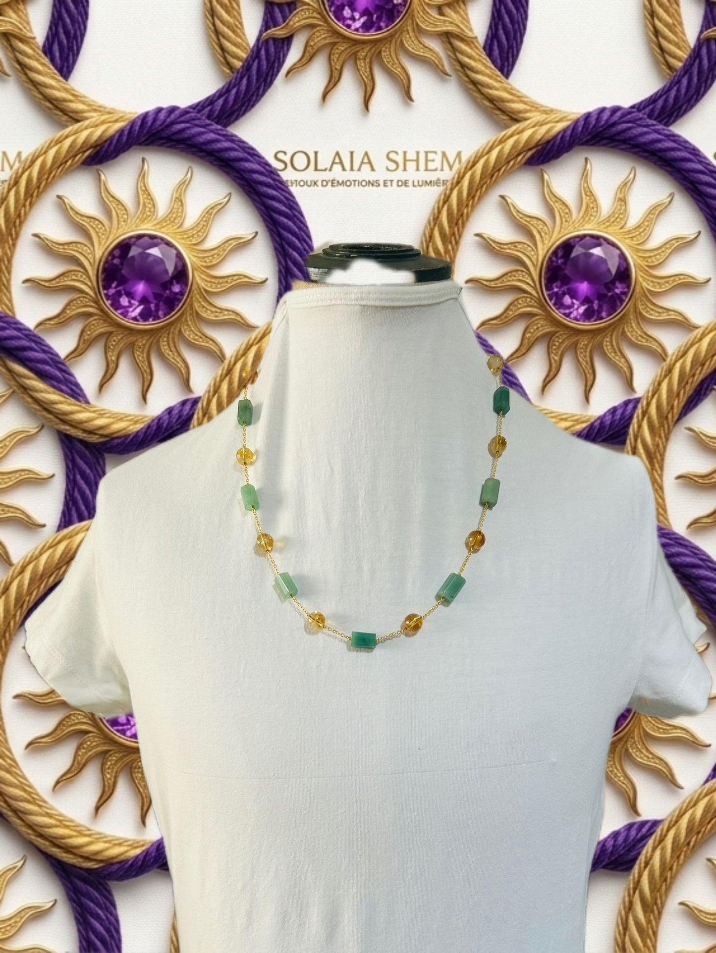 Harmonie de Vie – Collier Énergétique en Aventurine &amp; Cornaline