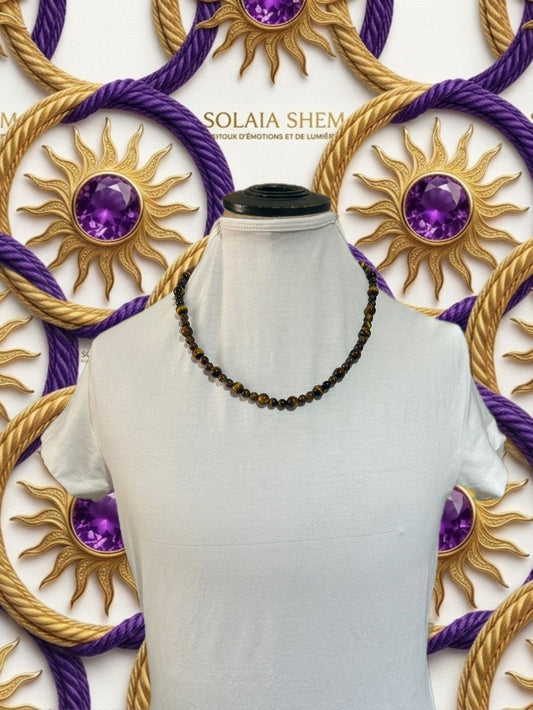Regard de Feu : Collier protecteur en Œil de Tigre